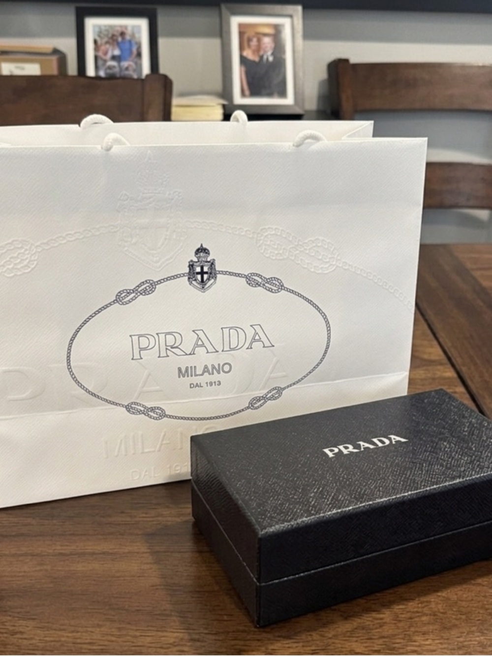 Prada Black Saffiano Logo Box & Shopping Bag